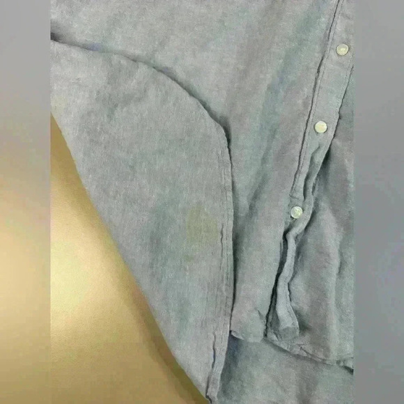 H&M Men’s Linen Blend Blue Button up Long sleeve Size Large - Picture 6 of 11